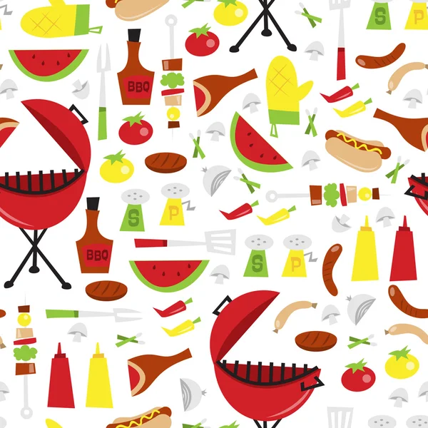 Summer Barbecue Party Seamless Pattern Background — Stock Vector