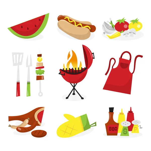 Summer Barbecue Icons — Stock Vector