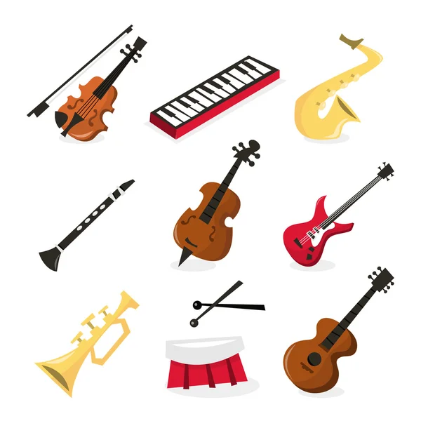 Иконы музыкальных инструментов — стоковый вектор