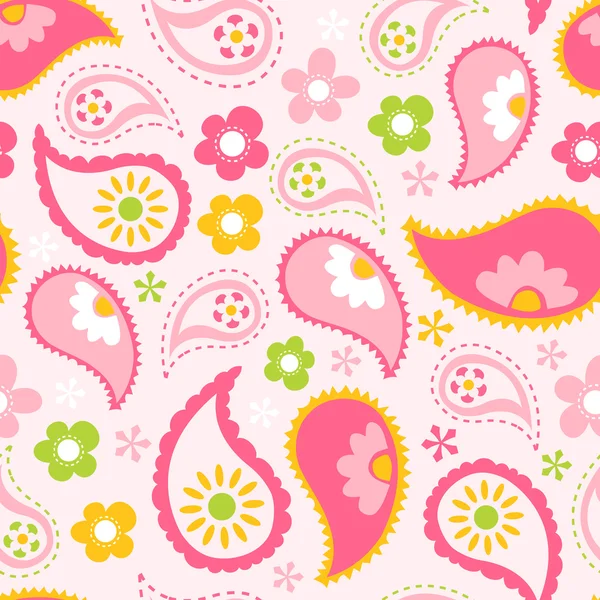 Fondo de patrón sin costura Paisley primavera rosa — Vector de stock