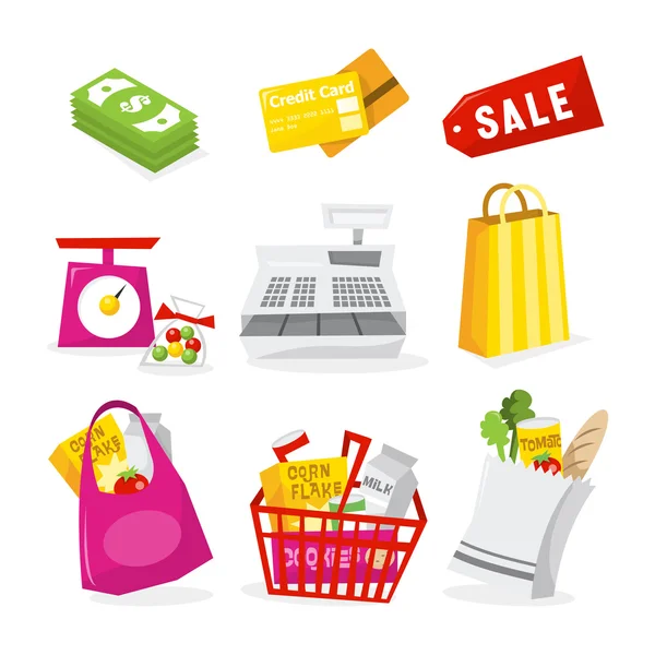 Retail winkelen pictogrammen — Stockvector