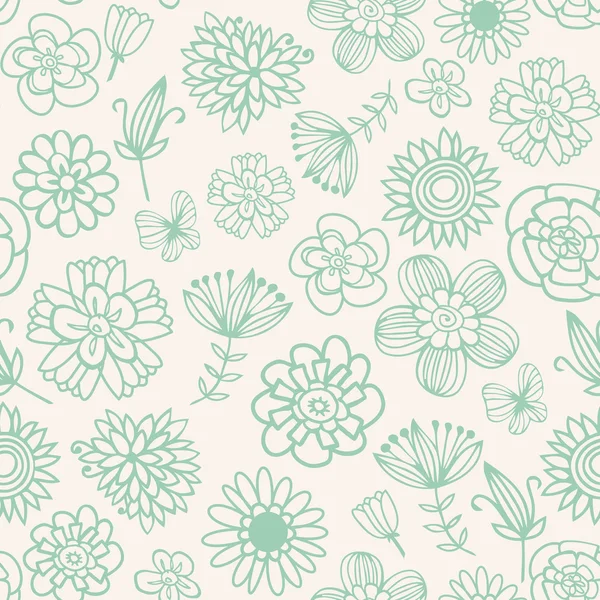 Doodle filigrana floral sin costura patrón de fondo — Vector de stock