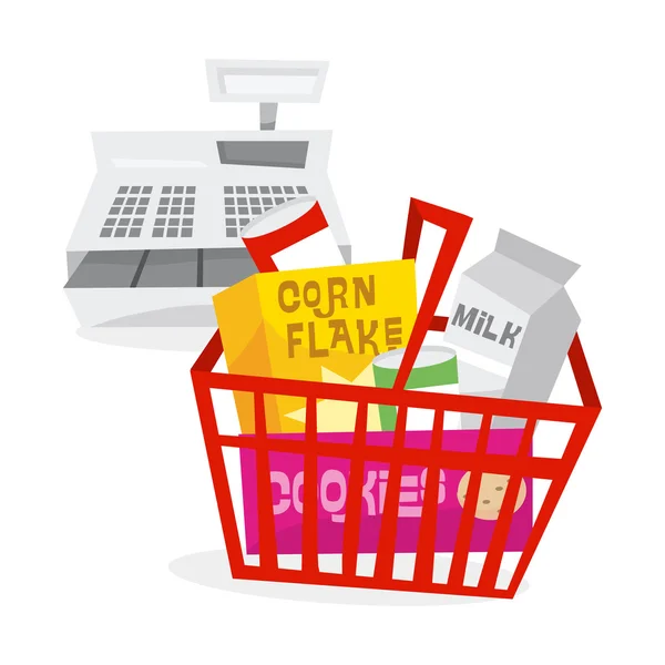 Mercearia cesta de compras —  Vetores de Stock