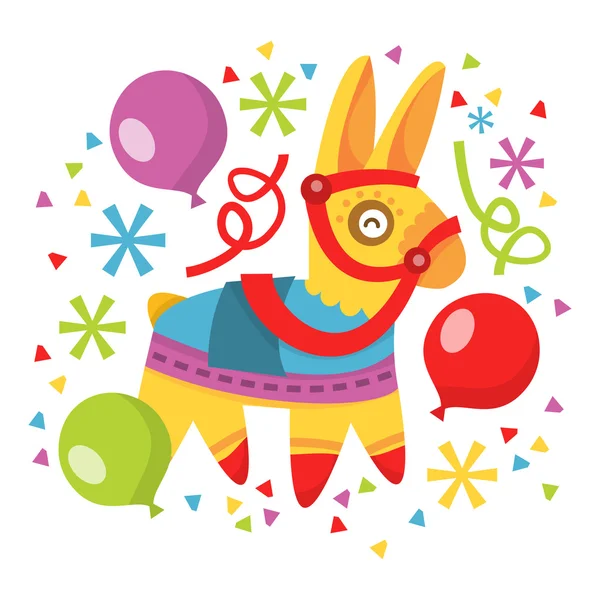 Pinata léggömbök konfetti — Stock Vector