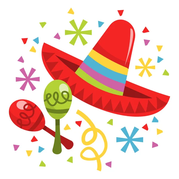 Maraca Sombrero Mexicana — Archivo Imágenes Vectoriales