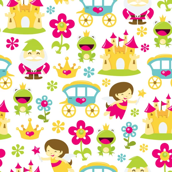 Magical Fairytale Seamless Pattern Background — Stock Vector