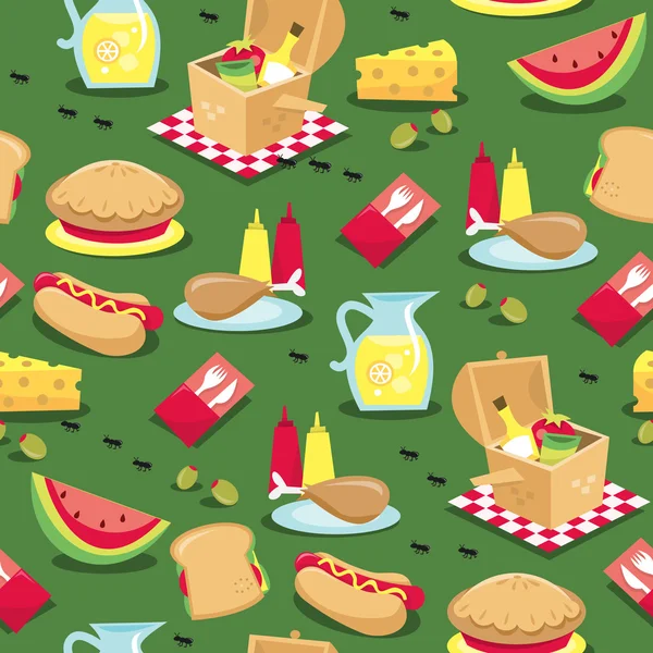 Picknick naadloze patroon achtergrond — Stockvector