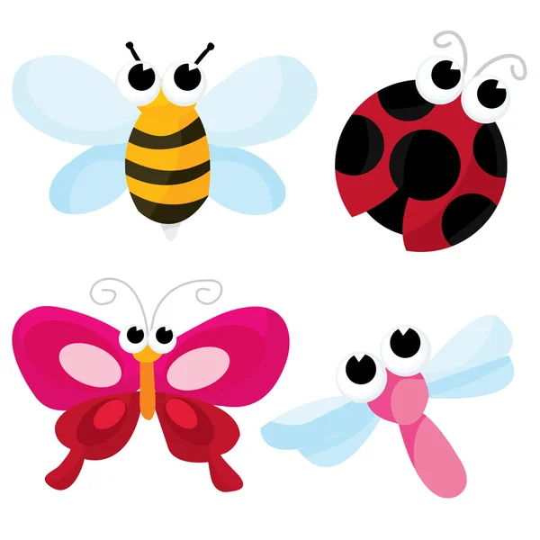 Lindos insectos de dibujos animados — Vector de stock