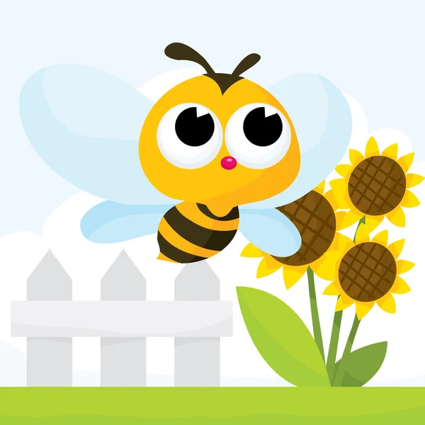 Bee in Garden — Stock Vector