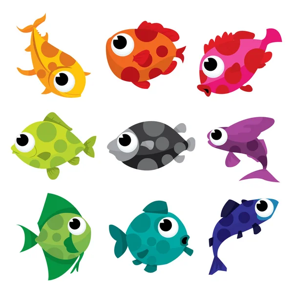 Spotty Colorful Fishes — Stock Vector