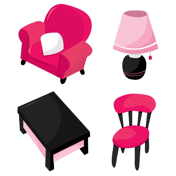 Doux meubles mignons — Image vectorielle