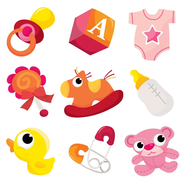 Schattige baby meisje pictogrammen — Stockvector