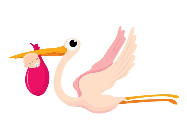 Stork With A Baby — Stock Vector