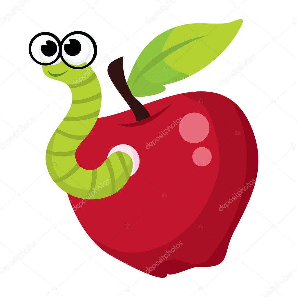 Apple Worm Cartoon