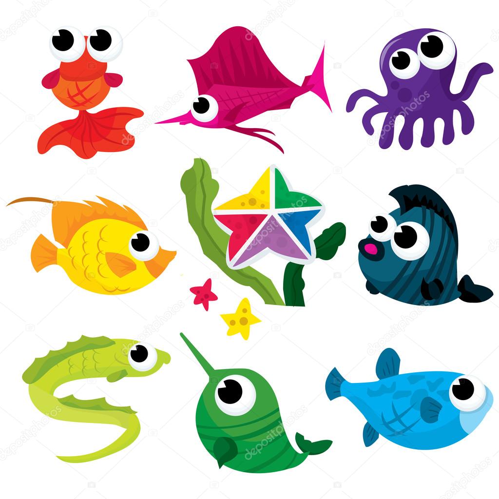 Á Fish Drawing With Colour Stock Images Royalty Free Fish Colour Vectors Download On Depositphotos https depositphotos com 73528633 stock illustration underwater creatures html