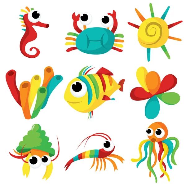 Rainbow Sea Creatures — Stock Vector