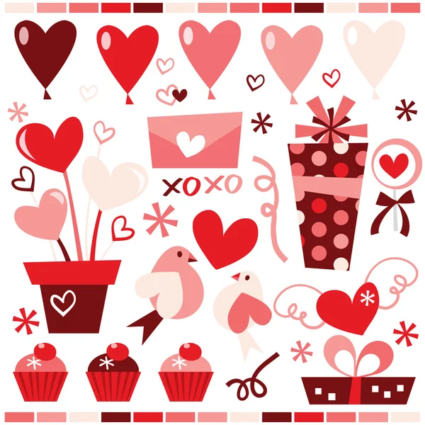 Retro Valentine's Day Set — Stock Vector