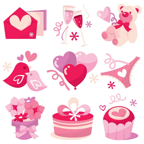 Dulces iconos del Día de San Valentín — Vector de stock