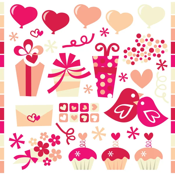 Elementos de diseño del día de San Valentín retro — Archivo Imágenes Vectoriales