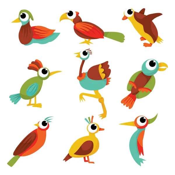 Dibujos animados Rainbow Birds — Vector de stock