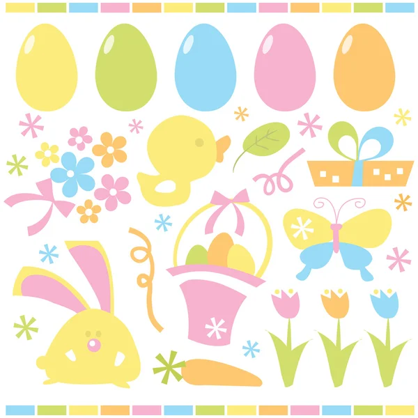 Set de Pascua retro — Vector de stock