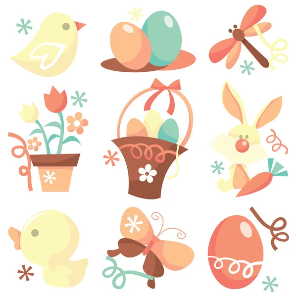 Iconos de Pascua — Vector de stock