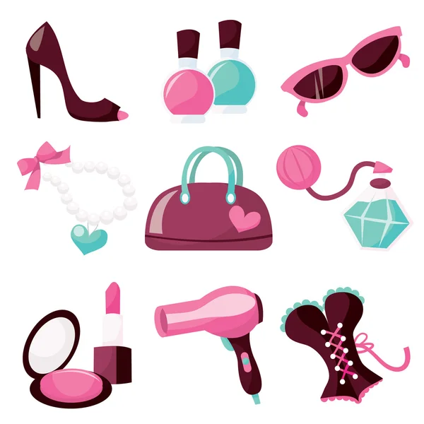 Girly Icon Set — Stock Vector