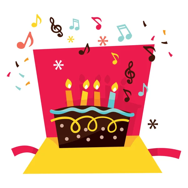 Tarjeta de cumpleaños pop-up musical — Vector de stock