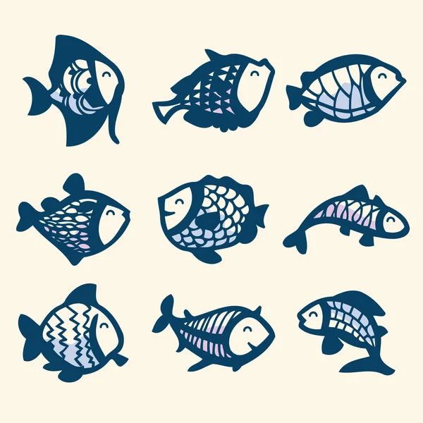 Caniches à poisson tachées d'encre — Image vectorielle
