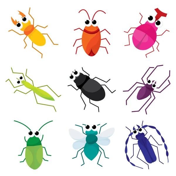 Bugs de bande dessinée colorés — Image vectorielle