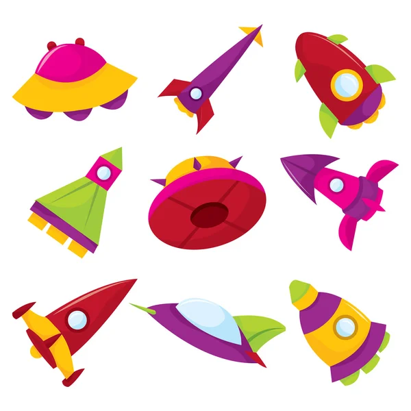 Cute Cartoon Spacecraft — Stock Vector