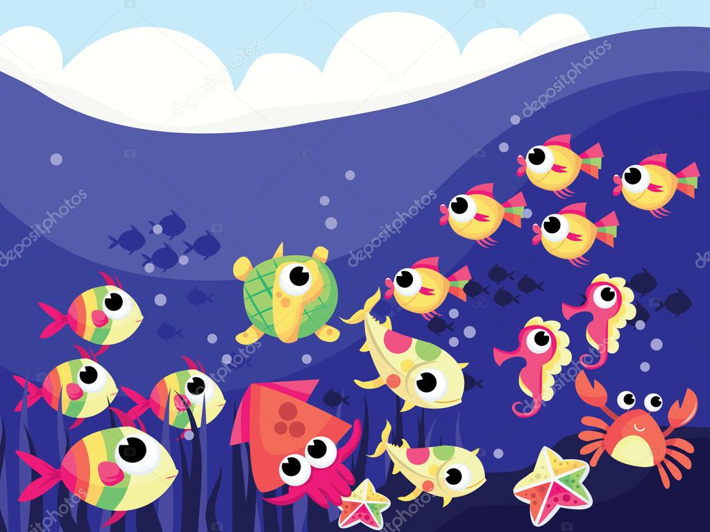 Colorful Cartoon Sea Life