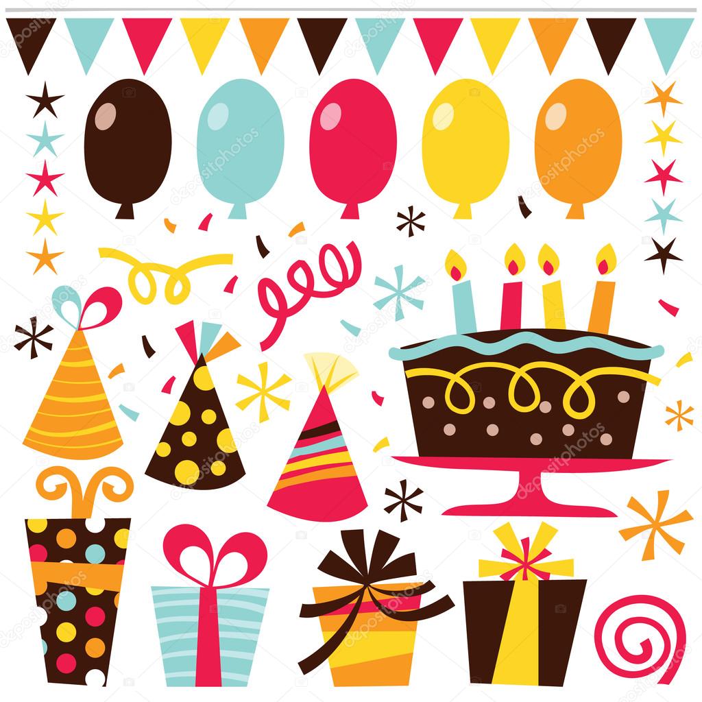 Retro Surprise Birthday clip arts