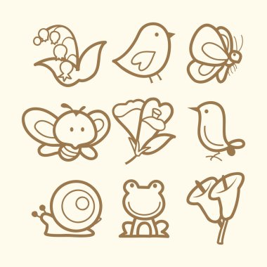 Doodle hat sanat bahar simgeler