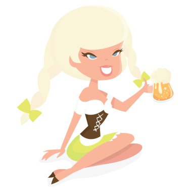 Cartoon Retro Beer Maid vector Cartoon Retro Beer Maid vector