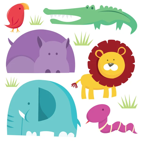 Animales safari de dibujos animados — Vector de stock