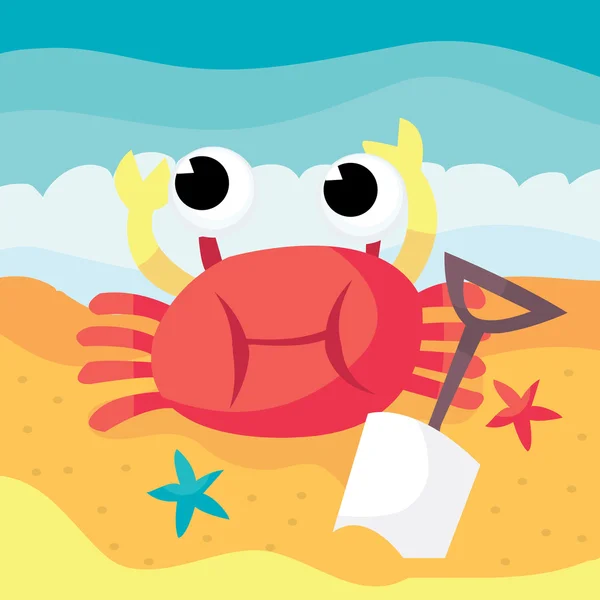 Crab By The Seaside — Stock Vector