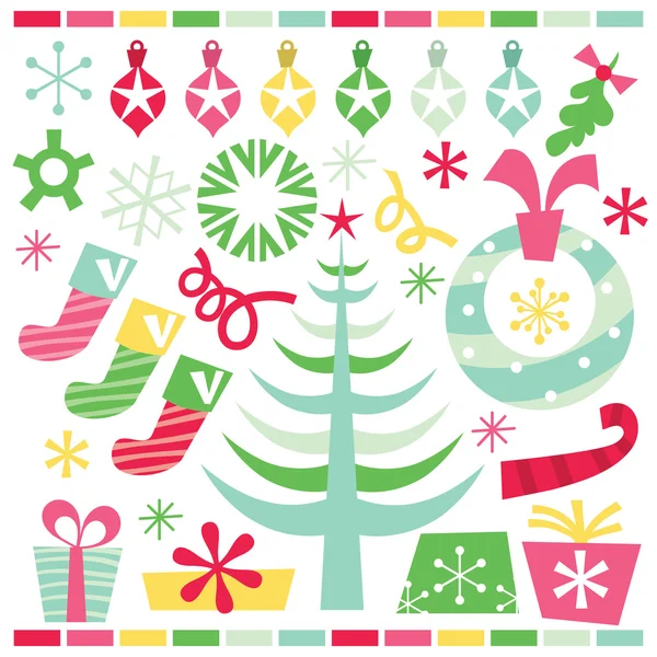 Set de Navidad Pop retro — Vector de stock