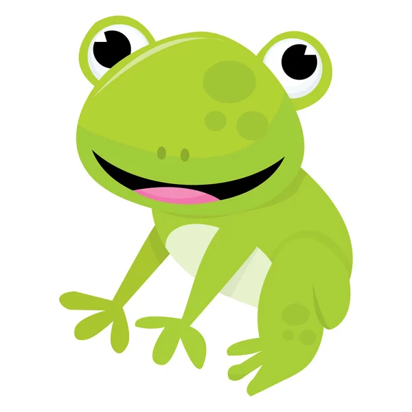 Cute Cartoon Friendly Frog — Stock Vector