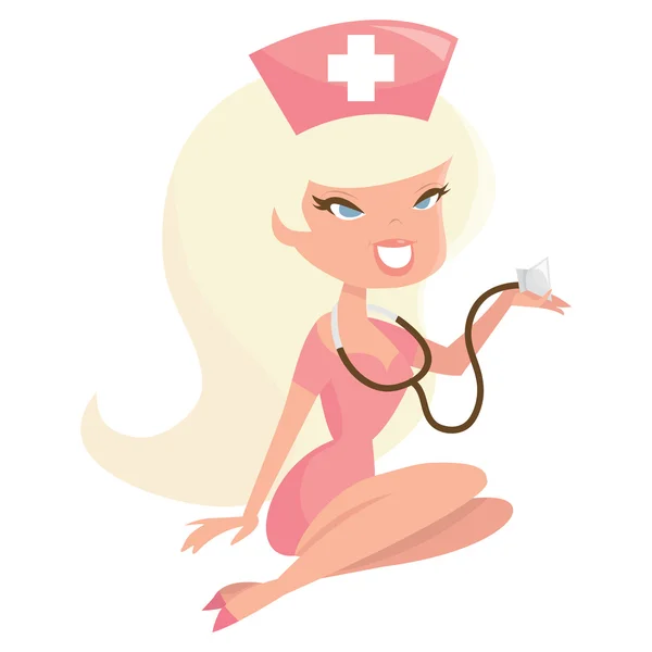 Cartoon Retro Nurse — Stock Vector