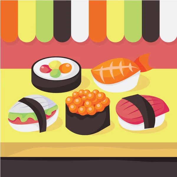 Tienda de sushi — Vector de stock
