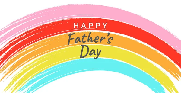 Happy fathers day greeting card with a rainbow. — Stock Vector