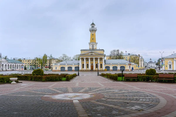 2021 Praça Central Kostroma Torre Fogo Início Manhã — Fotografia de Stock