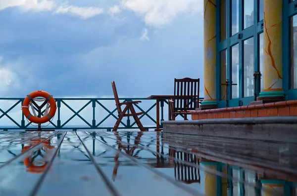 Rain Summer Cafe Sea Maldives — Stock Photo, Image