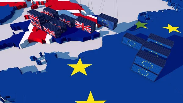 Trade England Containers Face Each Other Concept Brexit — Stock Photo, Image