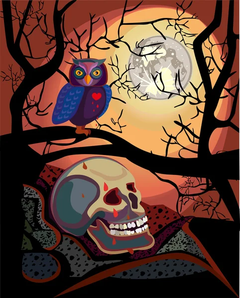 Halloween nuit de pleine lune — Image vectorielle