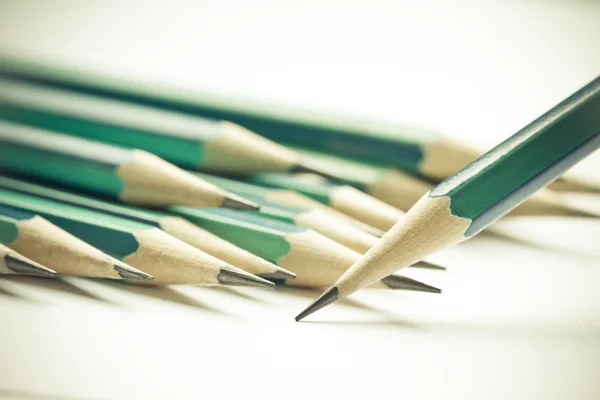 Set of sharpened green pencils — Stock Photo, Image