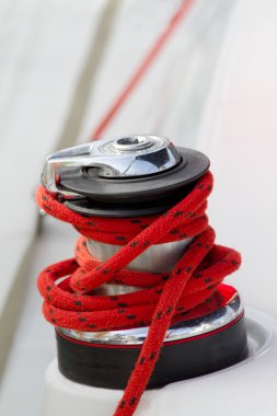 Capstan on the deck of sailing yacht clipart