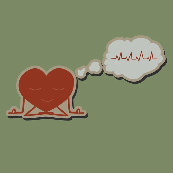 Meditar corazón pegatina — Vector de stock