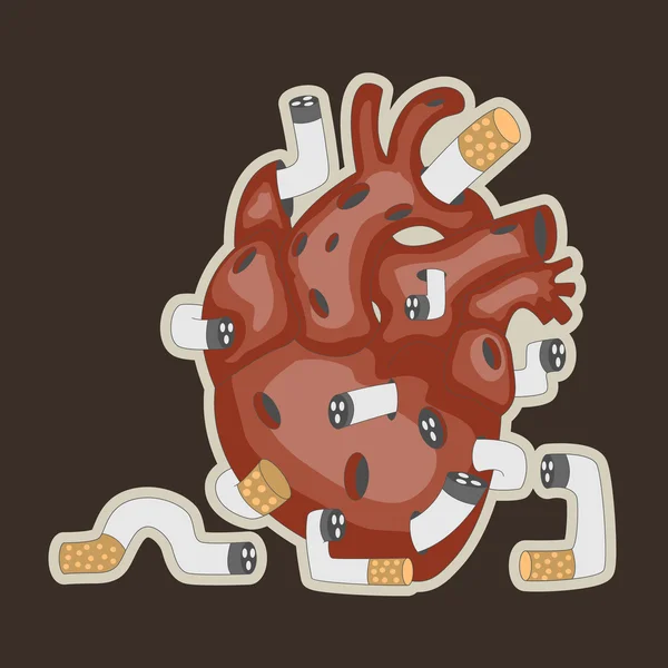 Lidské srdce a kouření — Stockový vektor